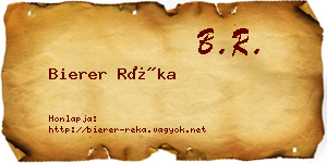 Bierer Réka névjegykártya